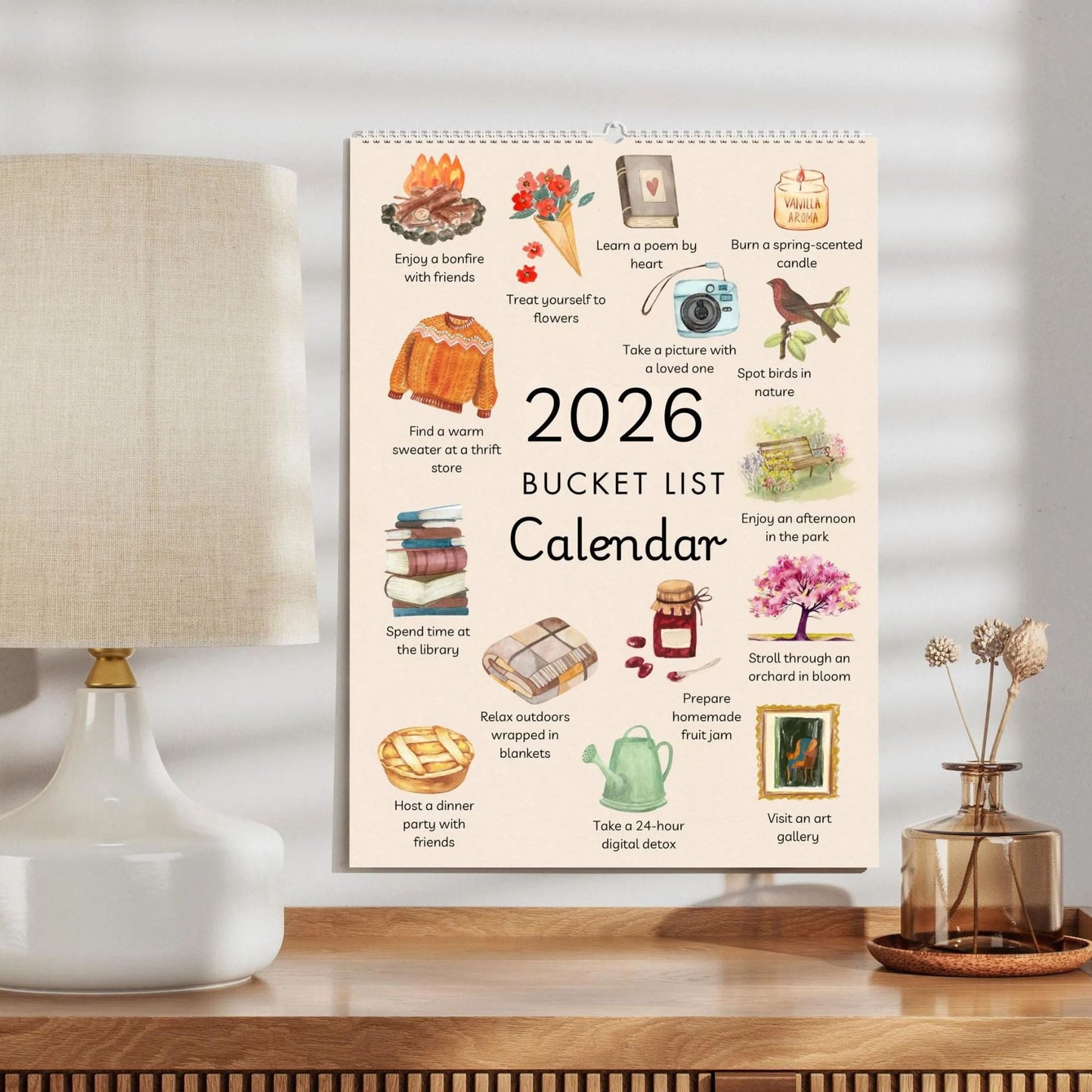 📅2026 Bucket List Spiral Calendar: Slow Down & Savor the Seasons