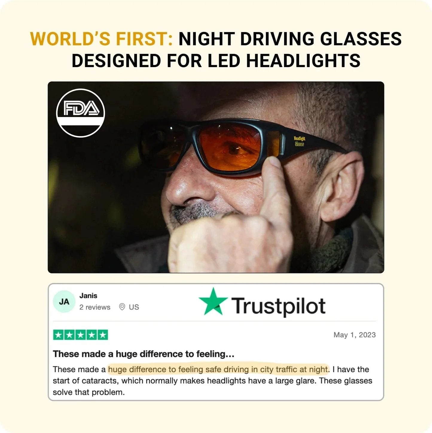 🏆 10,000 Sold This Week✨Headlight Glasses with Glare Cut Technology