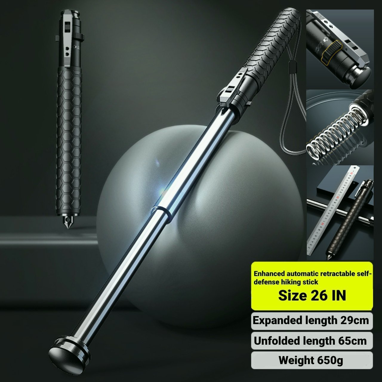 Enhanced Automatic Retractable Self-Defense Hiking Stick